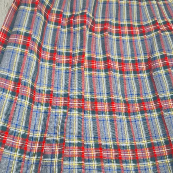 Vintage Bonda Textiles Nova Scotia Wool Tartan Pleated Skirt Sz 14 Fabric Button - Picture 10 of 10